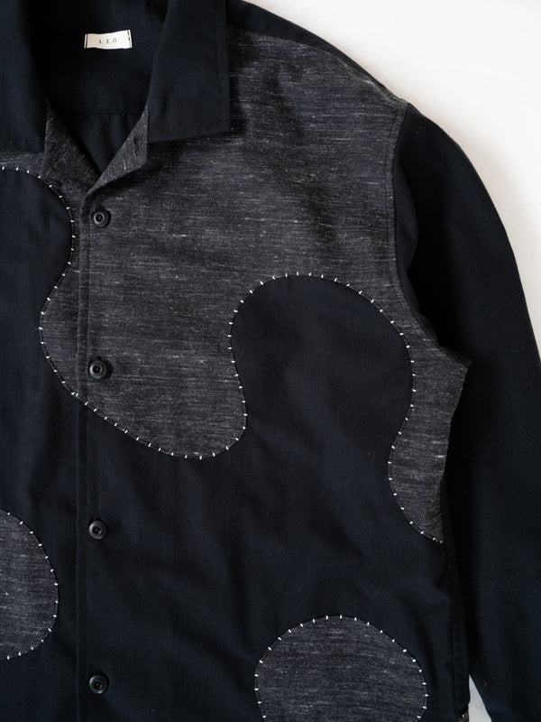 Handmade Sashiko Shirt with Wave Motif 005