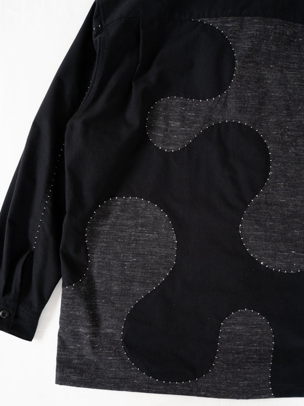 Handmade Sashiko Shirt with Wave Motif 005