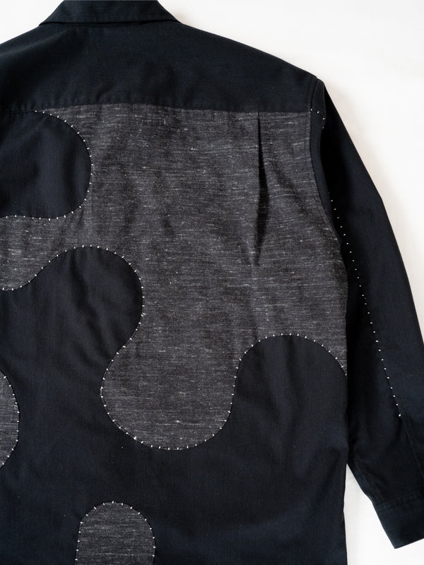 Handmade Sashiko Shirt with Wave Motif 005