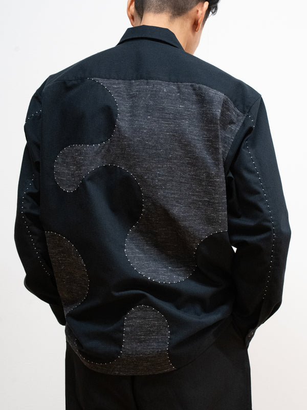 Handmade Sashiko Shirt with Wave Motif 005