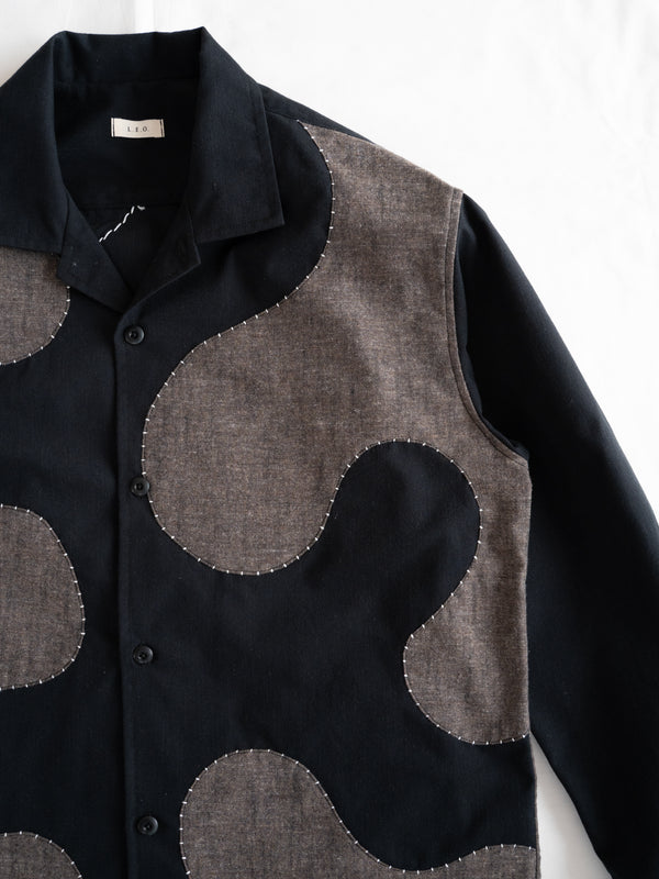 Handmade Sashiko Shirt with Wave Motif 006