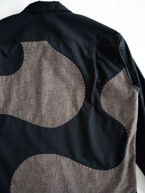 Handmade Sashiko Shirt with Wave Motif 006