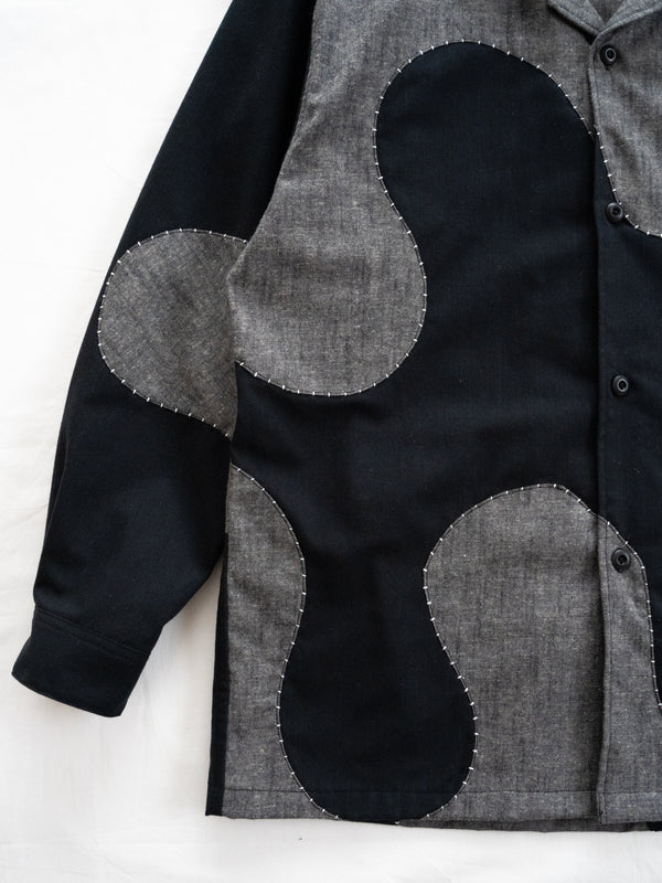 Handmade Sashiko Shirt with Wave Motif 007