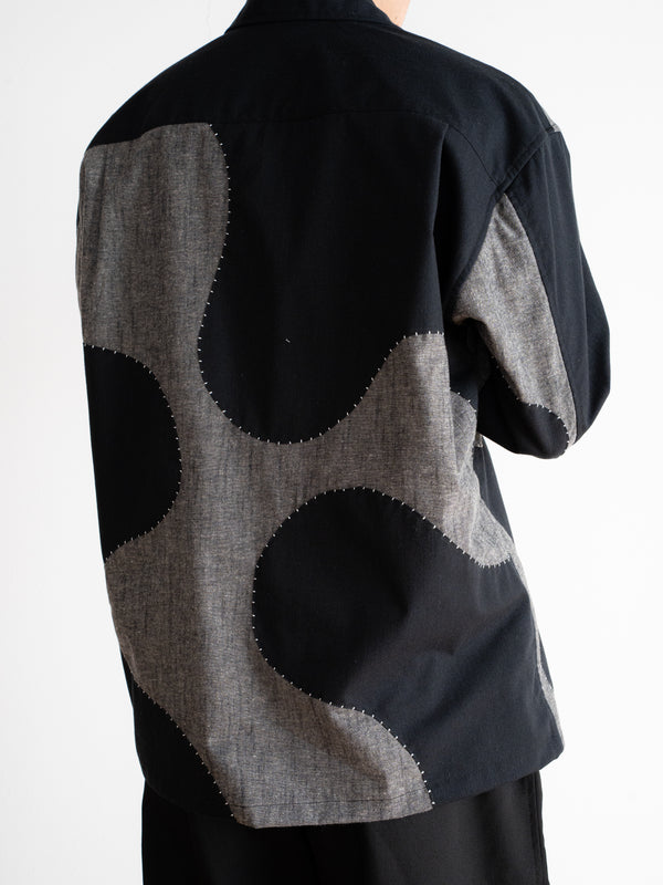 Handmade Sashiko Shirt with Wave Motif 007