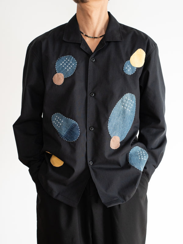 Hand-stitched Sashiko Shirt with Space Motif No.013