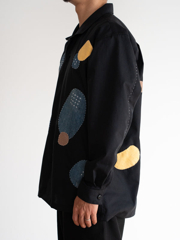 Hand-stitched Sashiko Shirt with Space Motif No.013