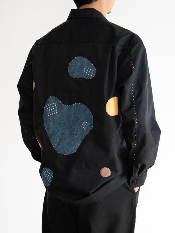 Hand-stitched Sashiko Shirt with Space Motif No.013