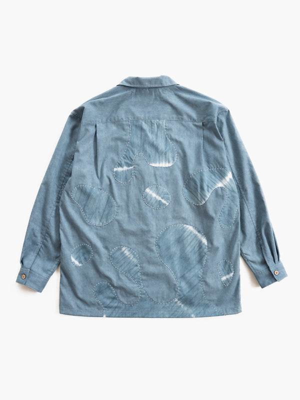Hand-stitched Sashiko Shirt, Wave Motif No. 016