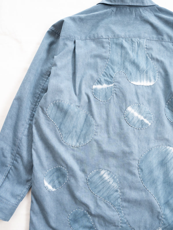 Hand-stitched Sashiko Shirt, Wave Motif No. 016