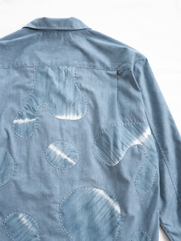 Hand-stitched Sashiko Shirt, Wave Motif No. 016