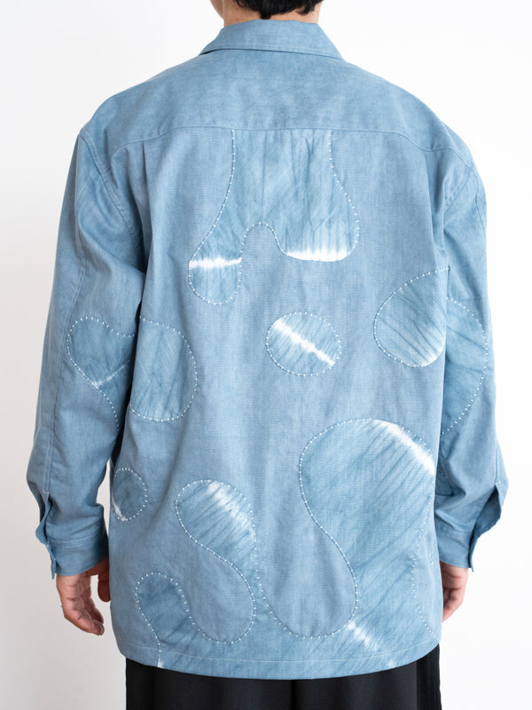 Hand-stitched Sashiko Shirt, Wave Motif No. 016