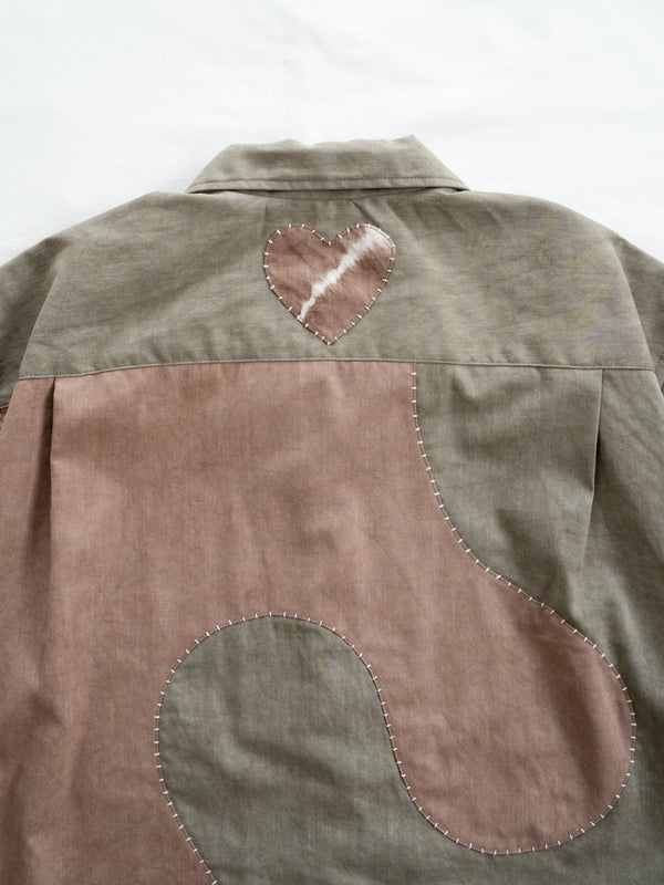 Hand-stitched Sashiko  Aloha Shirt with Wave Motif No.018