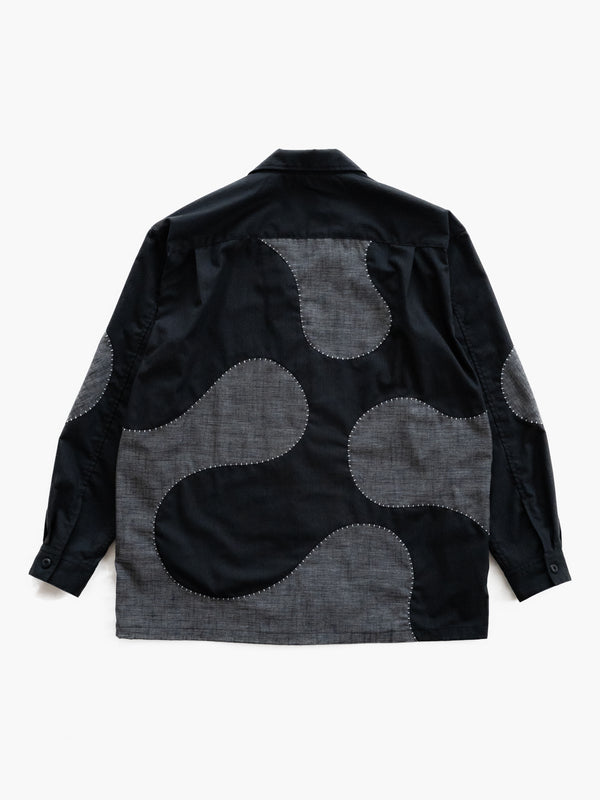 Hand-stitched Sashiko Shirt with Wave Motif No.020