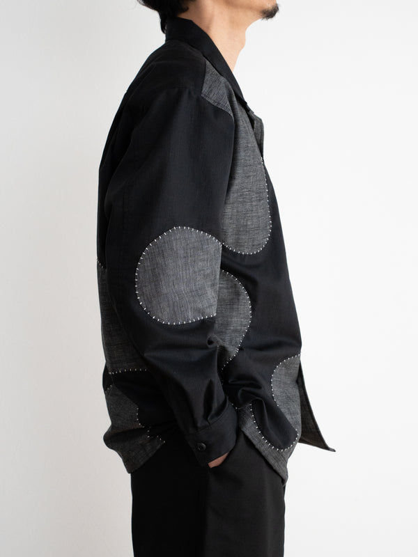 Hand-stitched Sashiko Shirt with Wave Motif No.020