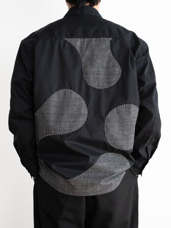 Hand-stitched Sashiko Shirt with Wave Motif No.020