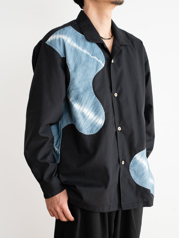 Hand-stitched Sashiko Shirt with Flower Motif No.021