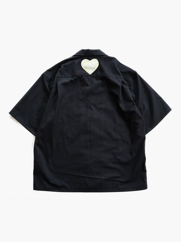 Hand-stitched Sashiko  Aloha Shirt with Clover Motif No.022