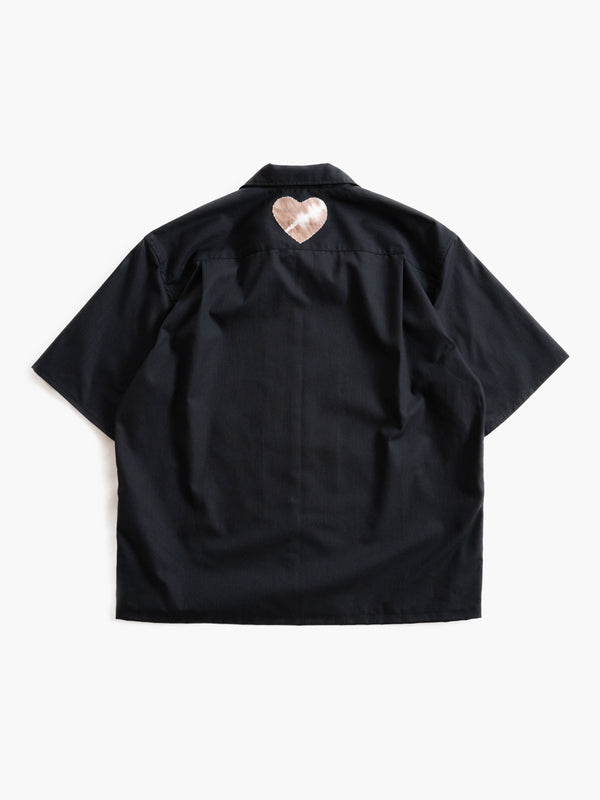 Hand-stitched Sashiko  Aloha Shirt with Plumeria Motif No.023