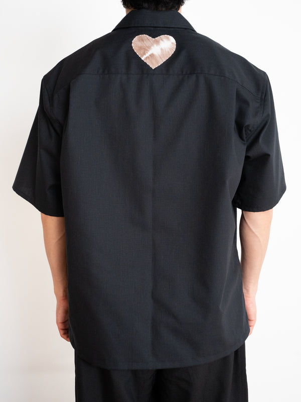 Hand-stitched Sashiko  Aloha Shirt with Plumeria Motif No.023