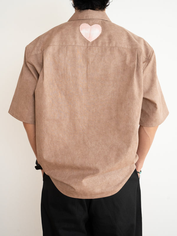 Hand-stitched Sashiko  Aloha Shirt with Plumeria Motif No.024
