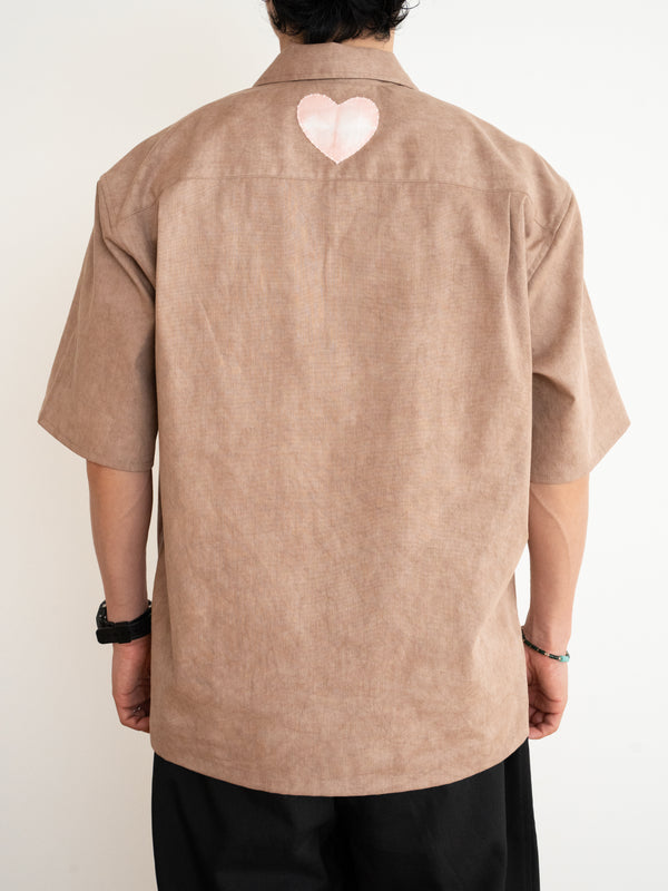 Hand-stitched Sashiko  Aloha Shirt with Plumeria Motif No.024