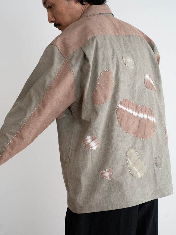 Hand-stitched Sashiko Shirt with Sea Turtle Motif No.025