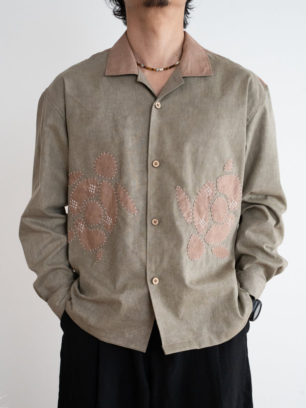 Hand-stitched Sashiko Shirt with Sea Turtle Motif No.025