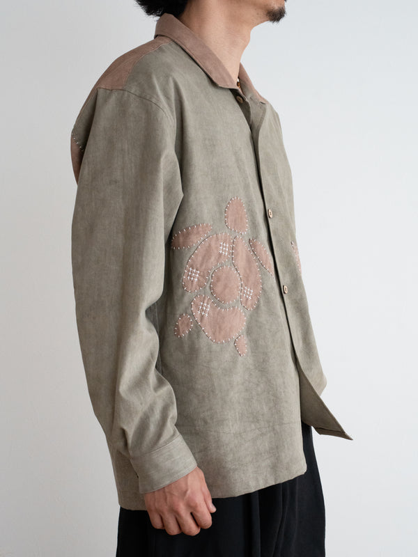 Hand-stitched Sashiko Shirt with Sea Turtle Motif No.025