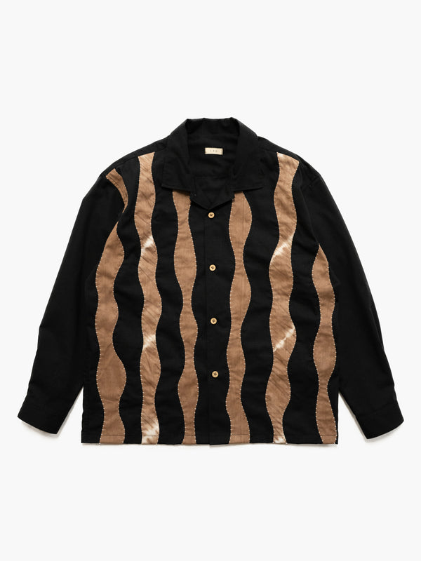 Hand-stitched Sashiko Shirt with Wave Motif No.026