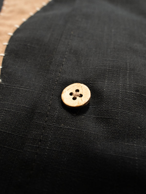 Hand-stitched Sashiko Shirt with Wave Motif No.026