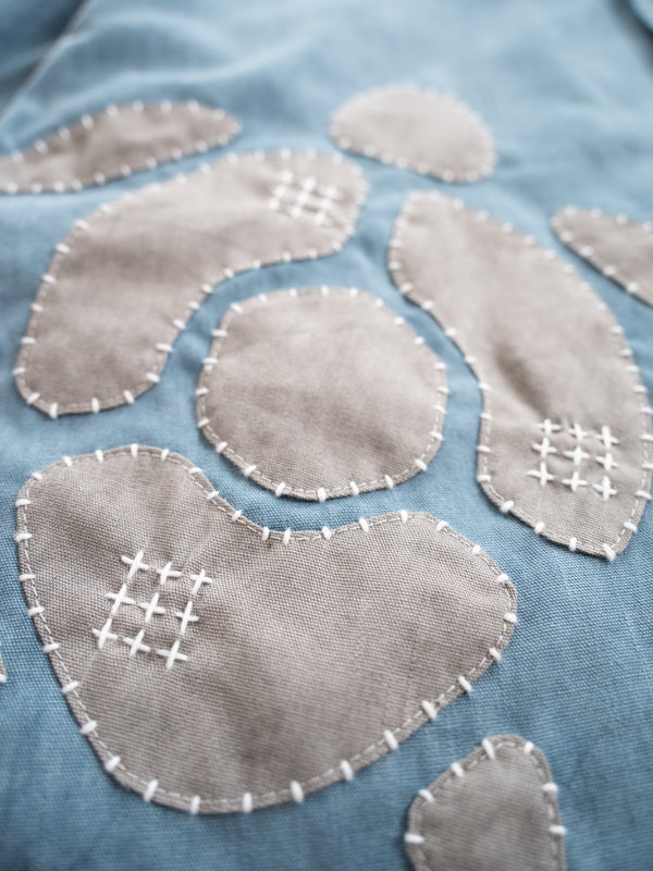 Hand-stitched Sashiko Shirt with Sea Turtle Motif No.027