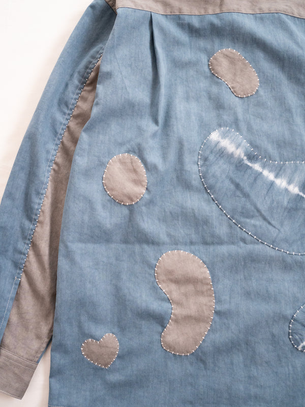 Hand-stitched Sashiko Shirt with Sea Turtle Motif No.027