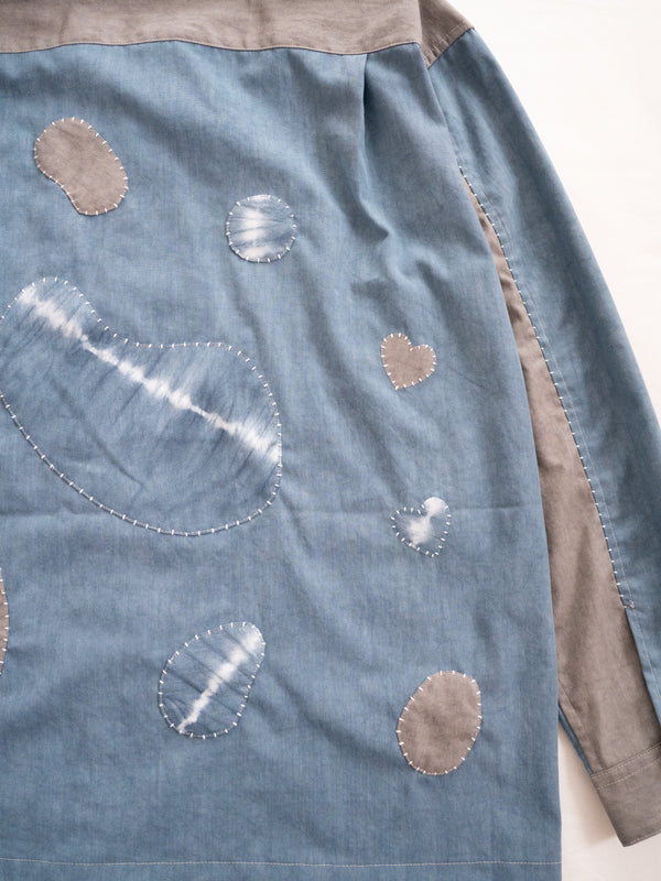 Hand-stitched Sashiko Shirt with Sea Turtle Motif No.027