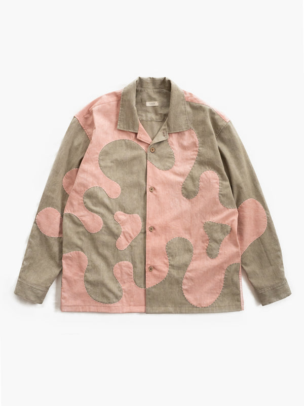Hand-stitched Sashiko Shirt with Wave Motif No.028