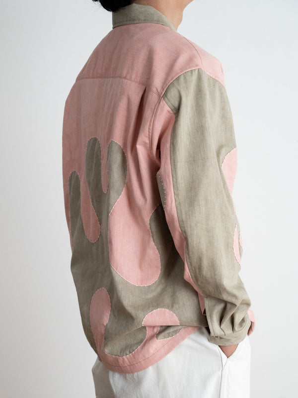 Hand-stitched Sashiko Shirt with Wave Motif No.028