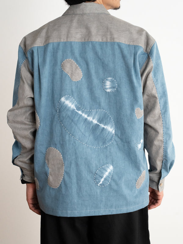 Hand-stitched Sashiko Shirt with Sea Turtle Motif No.027