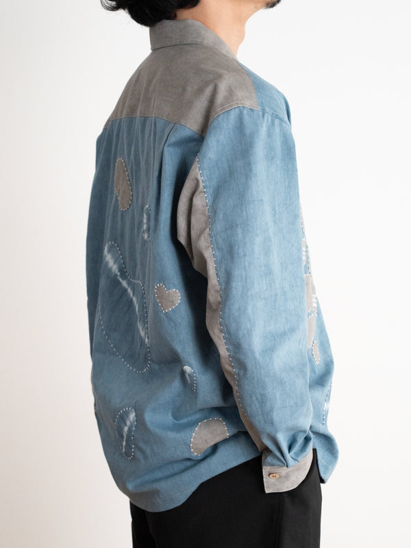 Hand-stitched Sashiko Shirt with Sea Turtle Motif No.027