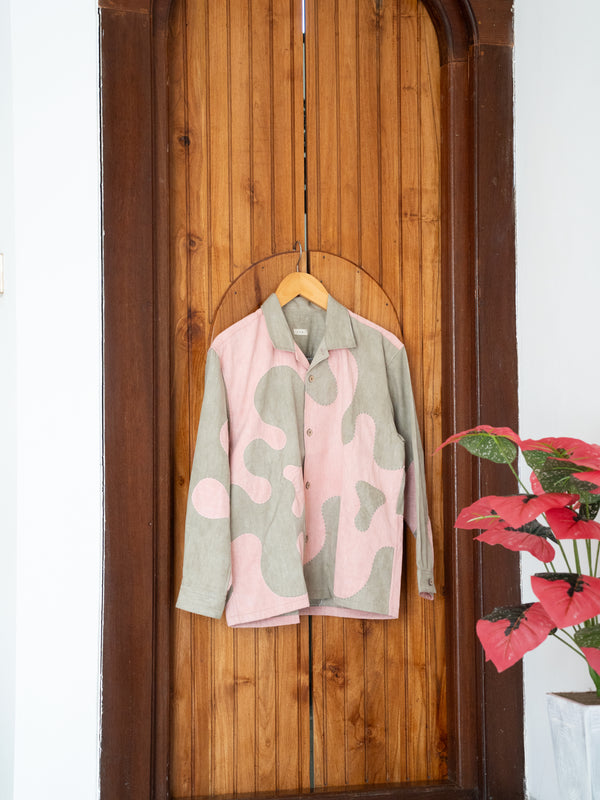 Hand-stitched Sashiko Shirt with Wave Motif No.028