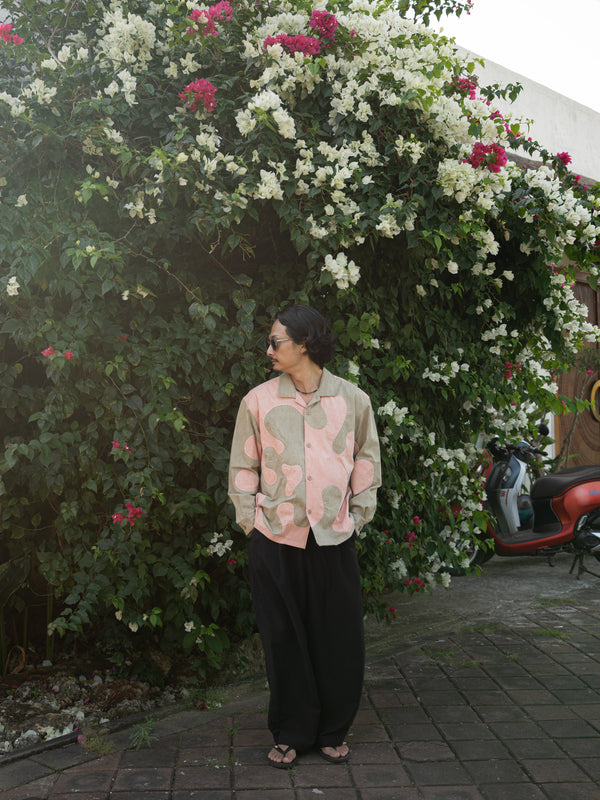 Hand-stitched Sashiko Shirt with Wave Motif No.028