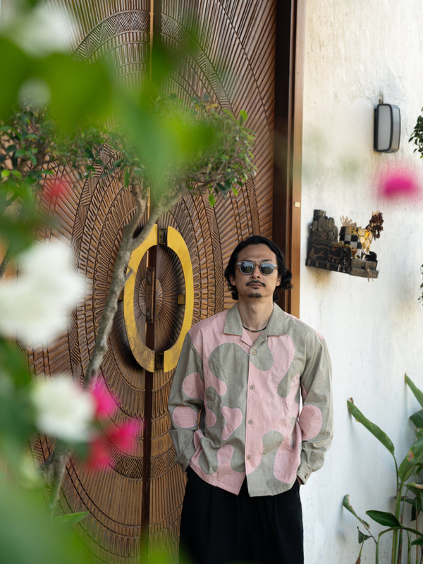 Hand-stitched Sashiko Shirt with Wave Motif No.028