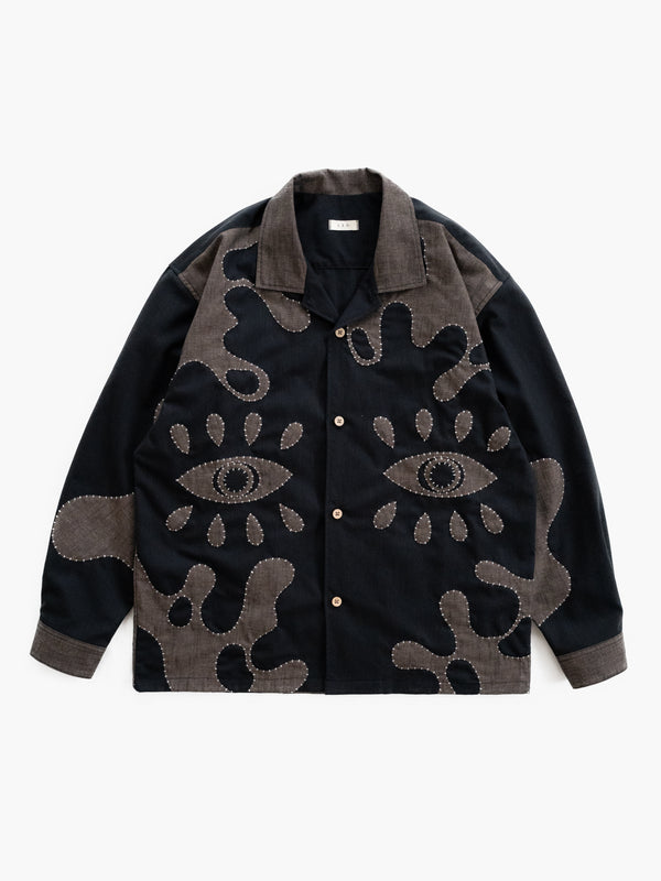 Hand-stitched Sashiko Shirt with Third eye Motif No.029