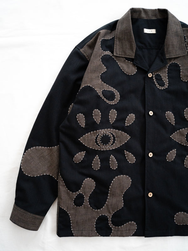 Hand-stitched Sashiko Shirt with Third eye Motif No.029