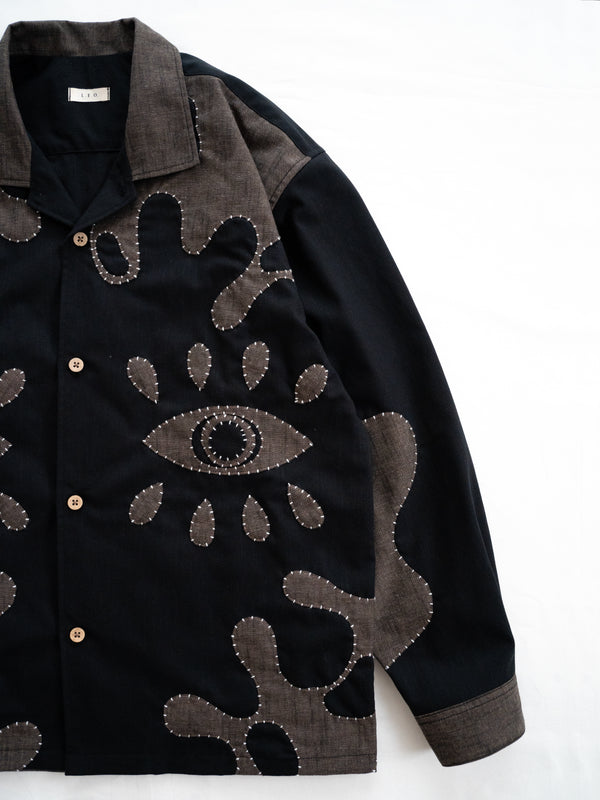 Hand-stitched Sashiko Shirt with Third eye Motif No.029