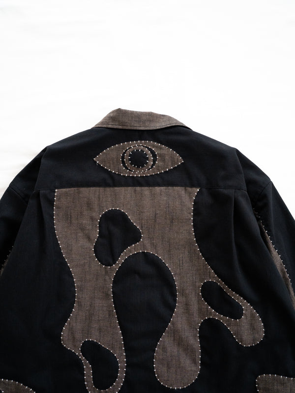 Hand-stitched Sashiko Shirt with Third eye Motif No.029