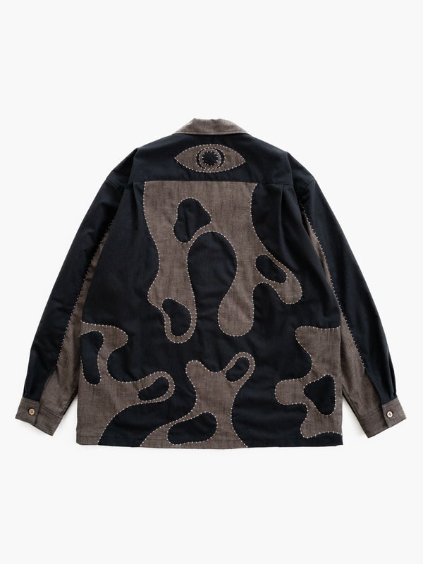 Hand-stitched Sashiko Shirt with Third eye Motif No.029