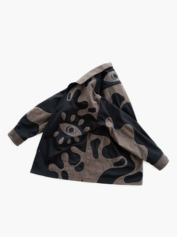 Hand-stitched Sashiko Shirt with Third eye Motif No.029