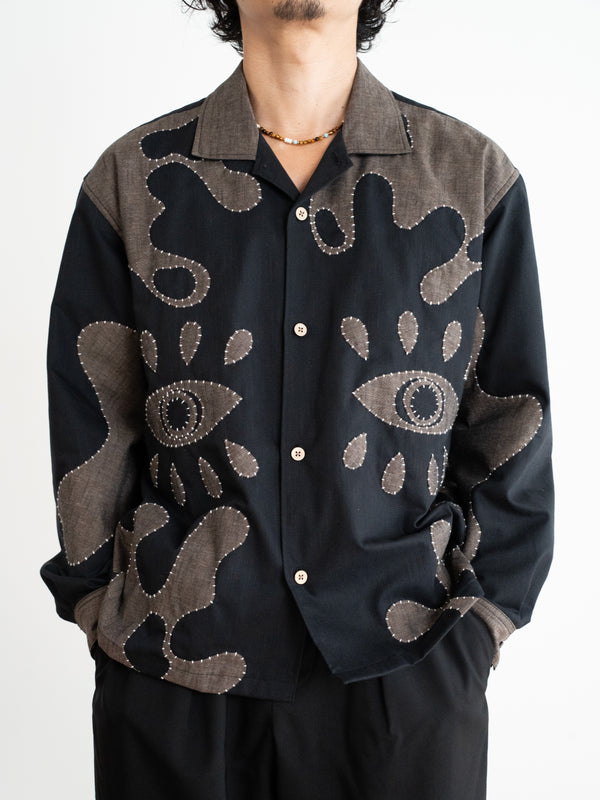 Hand-stitched Sashiko Shirt with Third eye Motif No.029