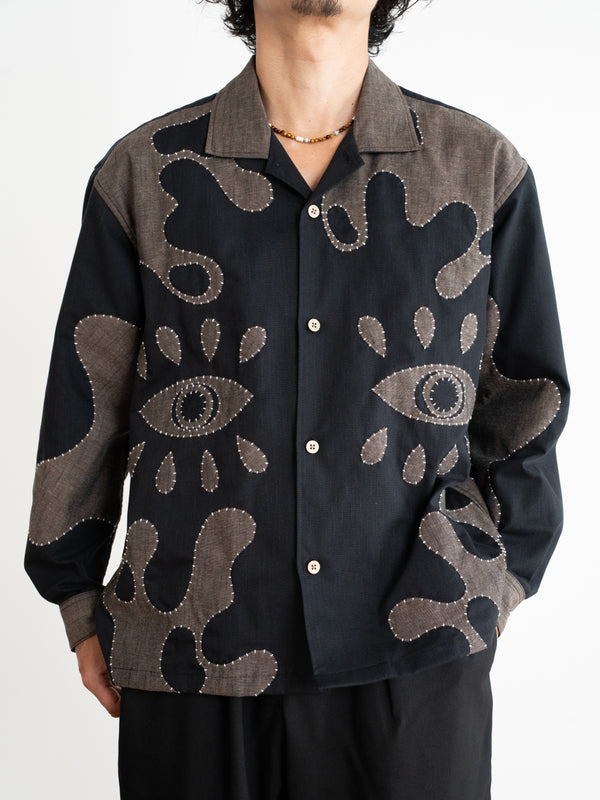 Hand-stitched Sashiko Shirt with Third eye Motif No.029
