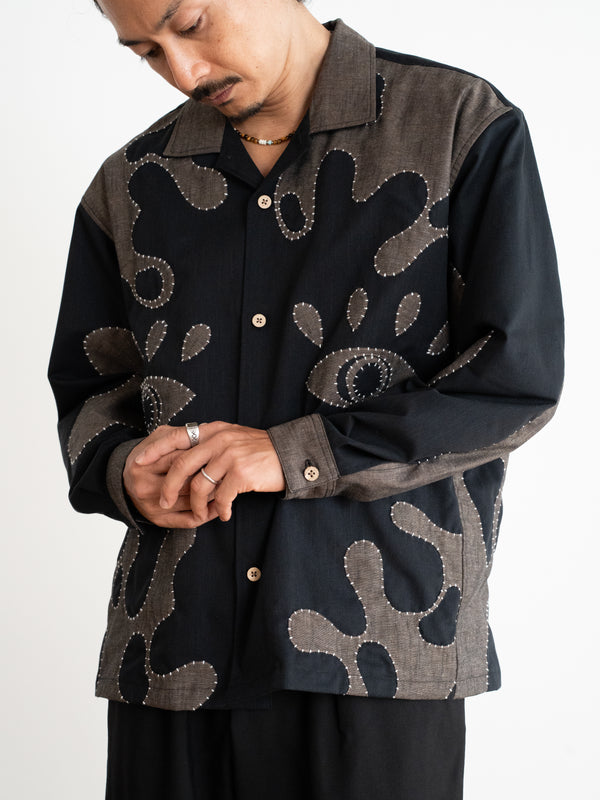 Hand-stitched Sashiko Shirt with Third eye Motif No.029