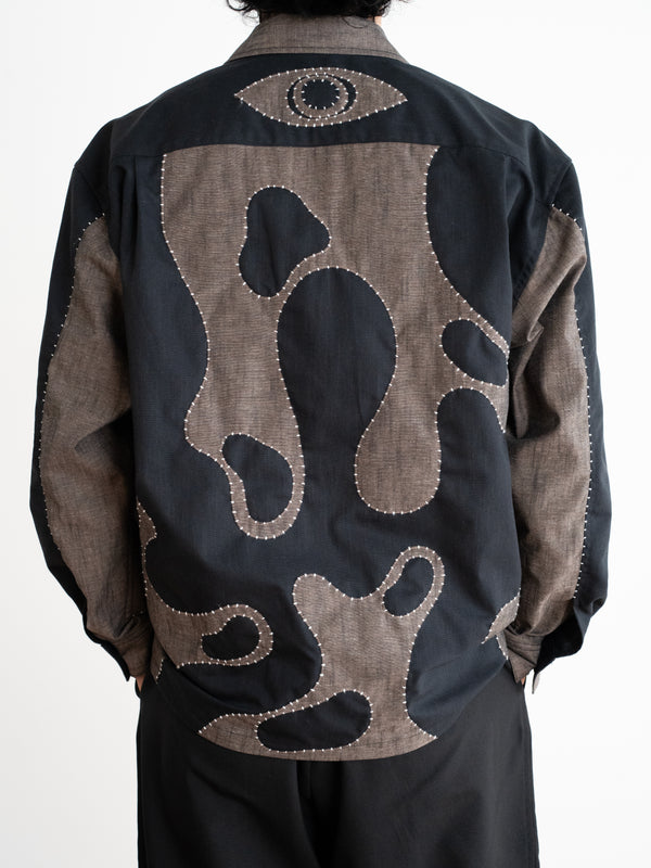 Hand-stitched Sashiko Shirt with Third eye Motif No.029